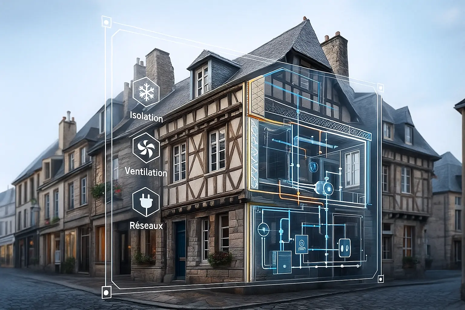Maison morlaisienne avec calque technique